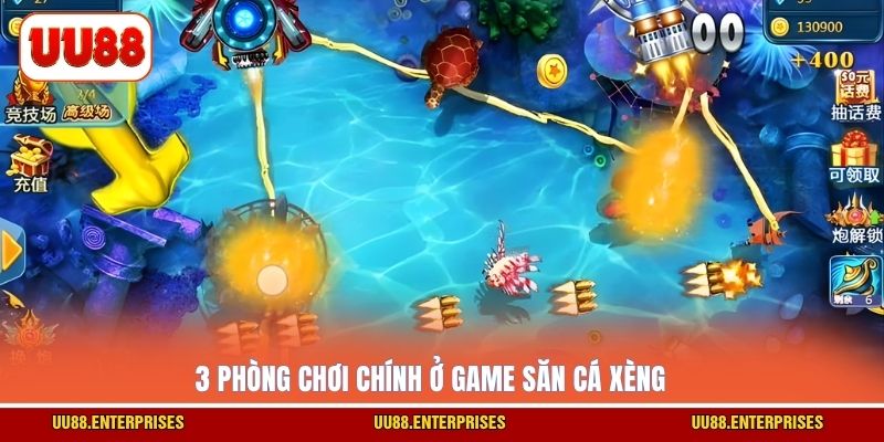 3 phòng chơi chính của game Bắn Cá Rồng